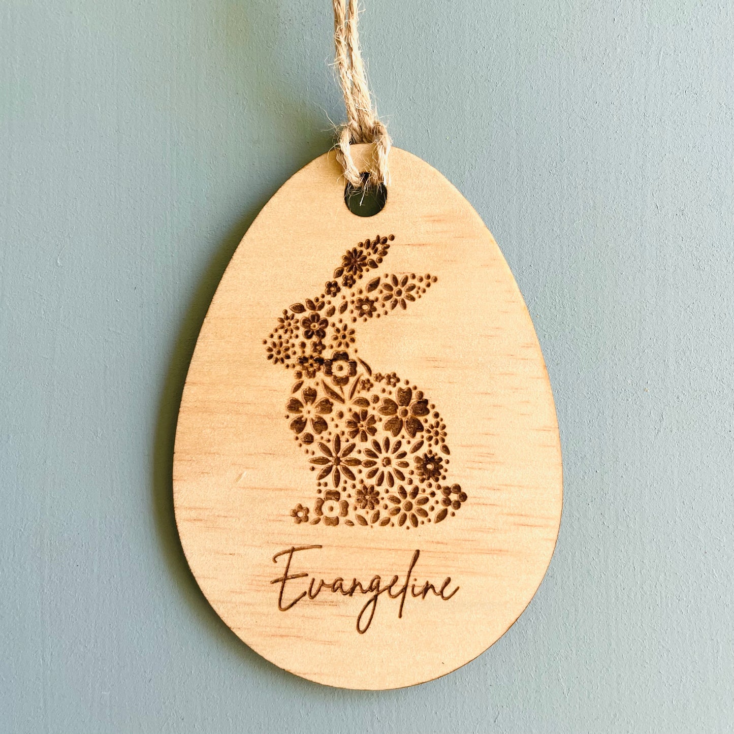 Easter | Engraved Floral Bunny Basket Tag