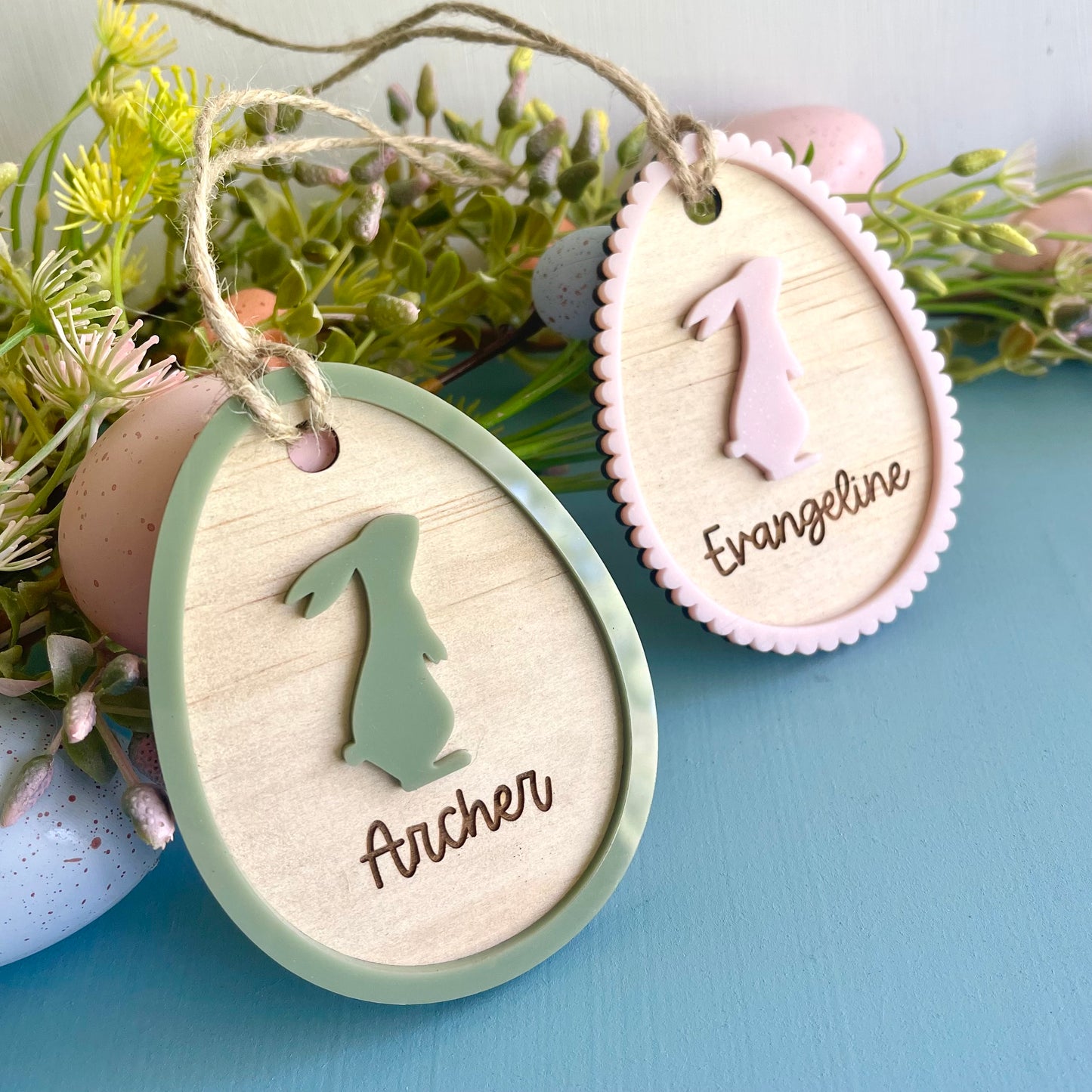 Easter | Basket Tag with Acrylic Bunny