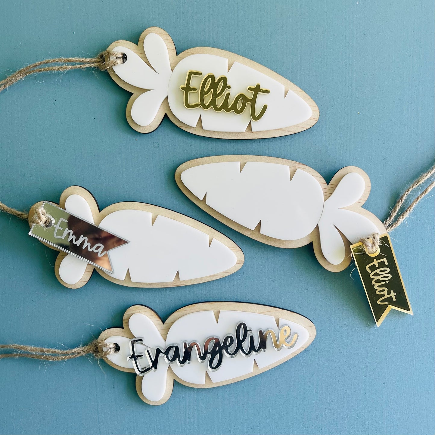 Easter | Acrylic White Carrot Easter Basket Tag