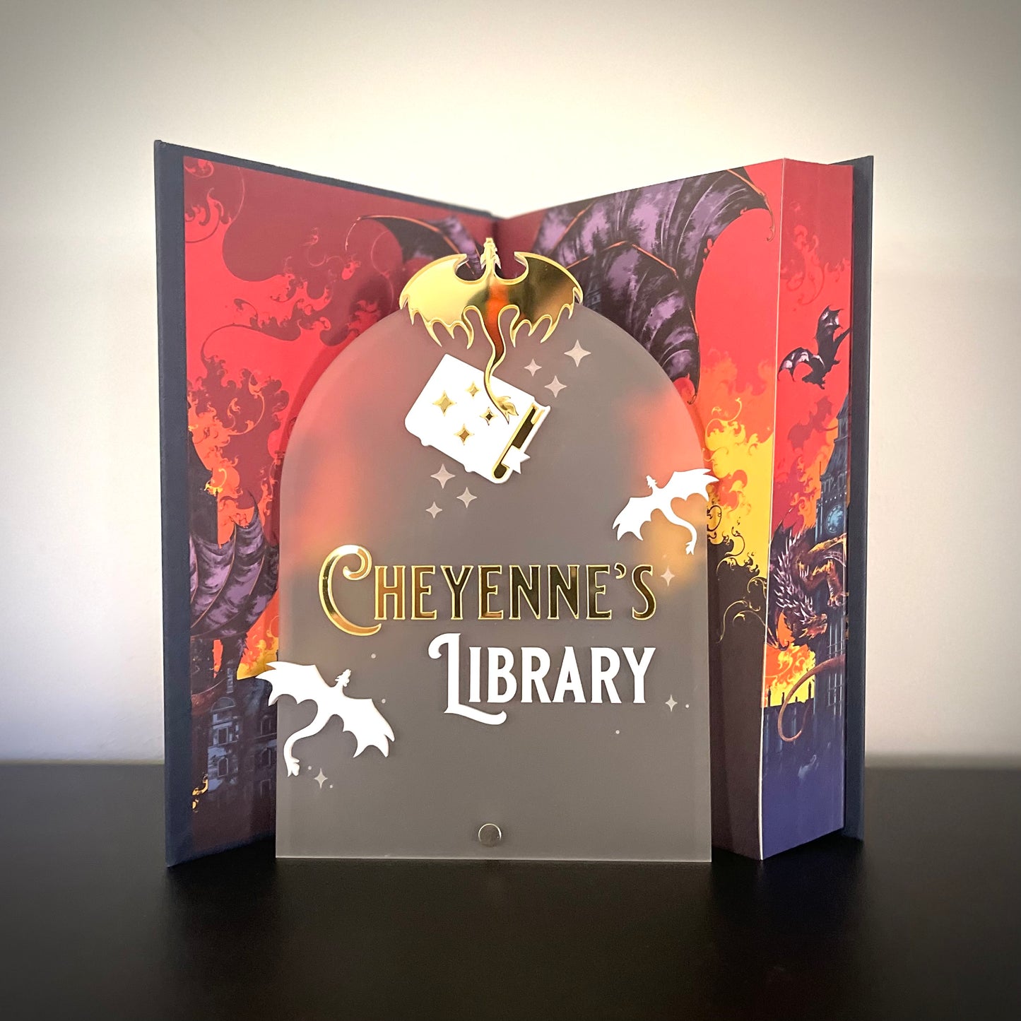 Personalised Dragon Library Sign | Fantasy-Inspired Bookshelf Decor
