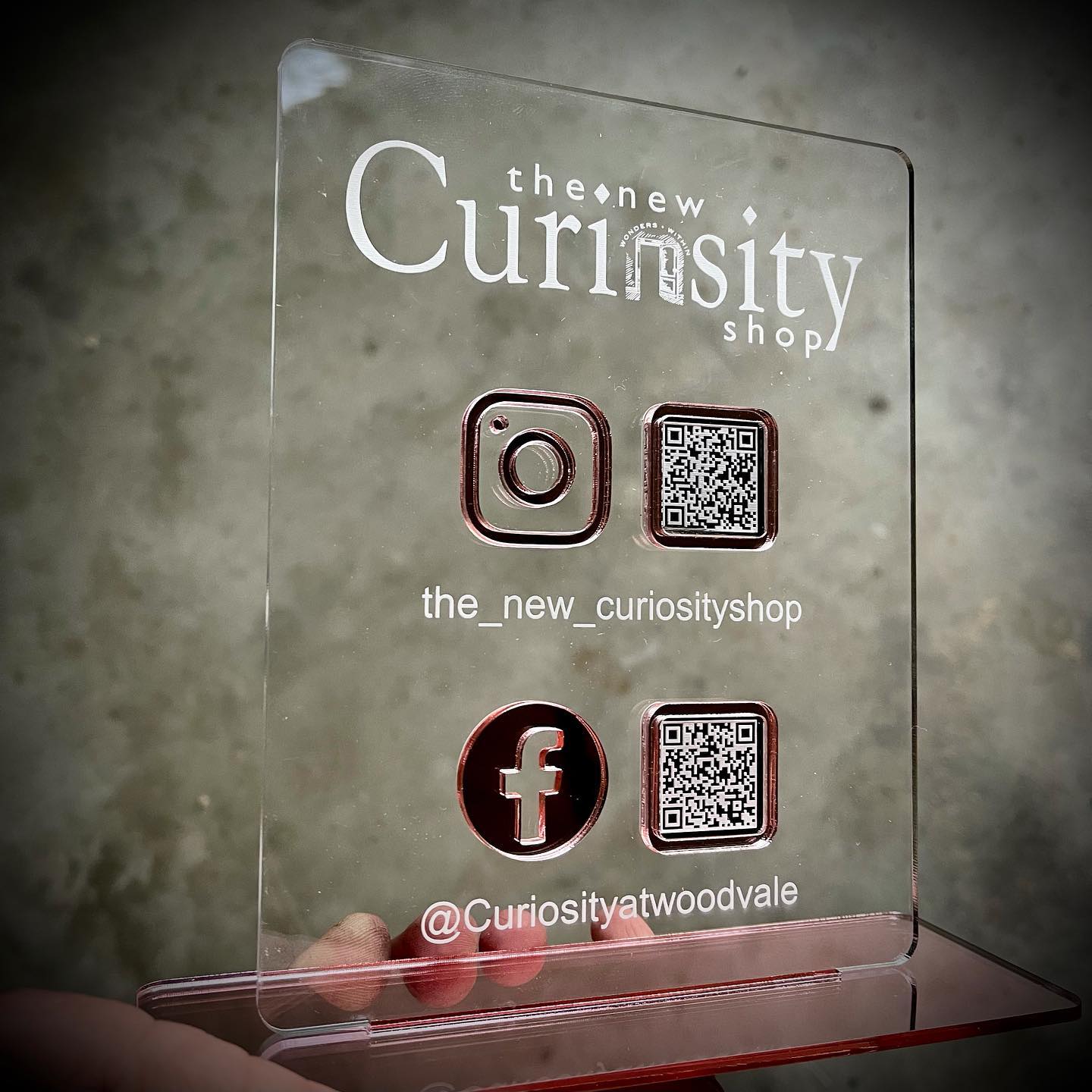 Business | Acrylic QR Code Socials Stand - Engraved Logo