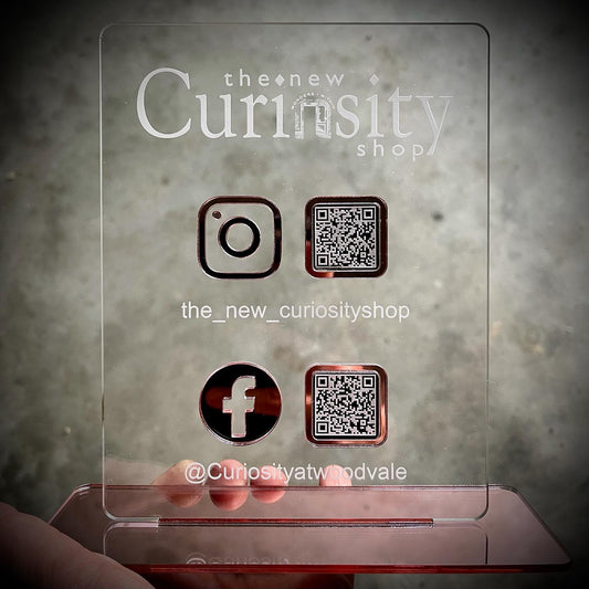 Business | Acrylic QR Code Socials Stand - Engraved Logo