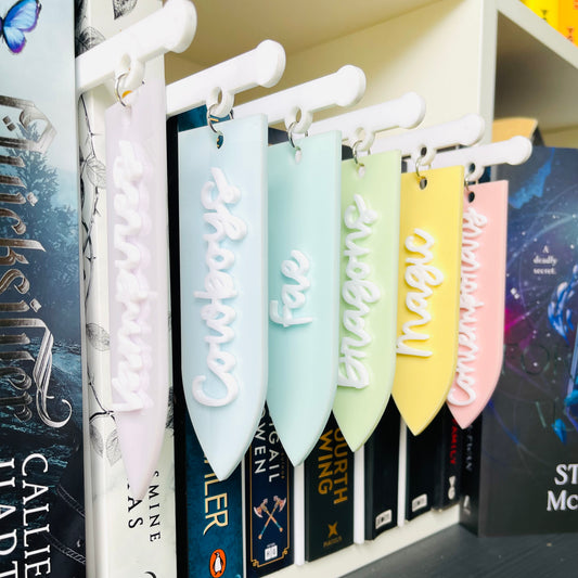 Book Tavern Sign | Romantic Edition | Scripted Acrylic Shelf Label for Book Organisation