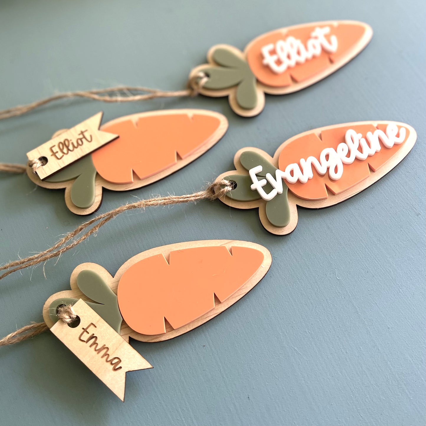 Easter | Carrot Basket Tag with Wooden Name Penant