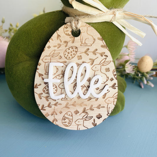 Easter | Wooden and Acrylic Easter Basket Tag