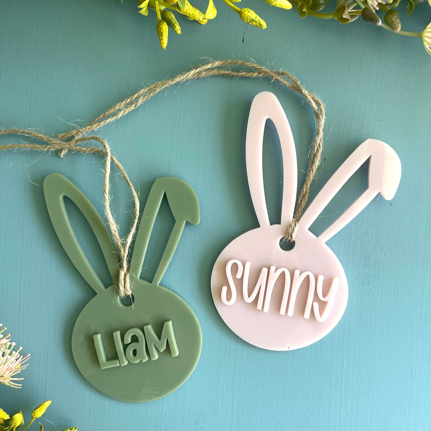 Easter | Acrylic Cutout Bunny Basket Tag