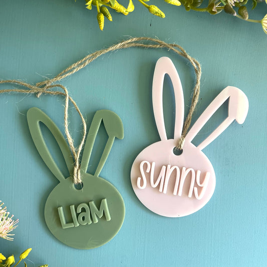 Easter | Acrylic Cutout Bunny Basket Tag