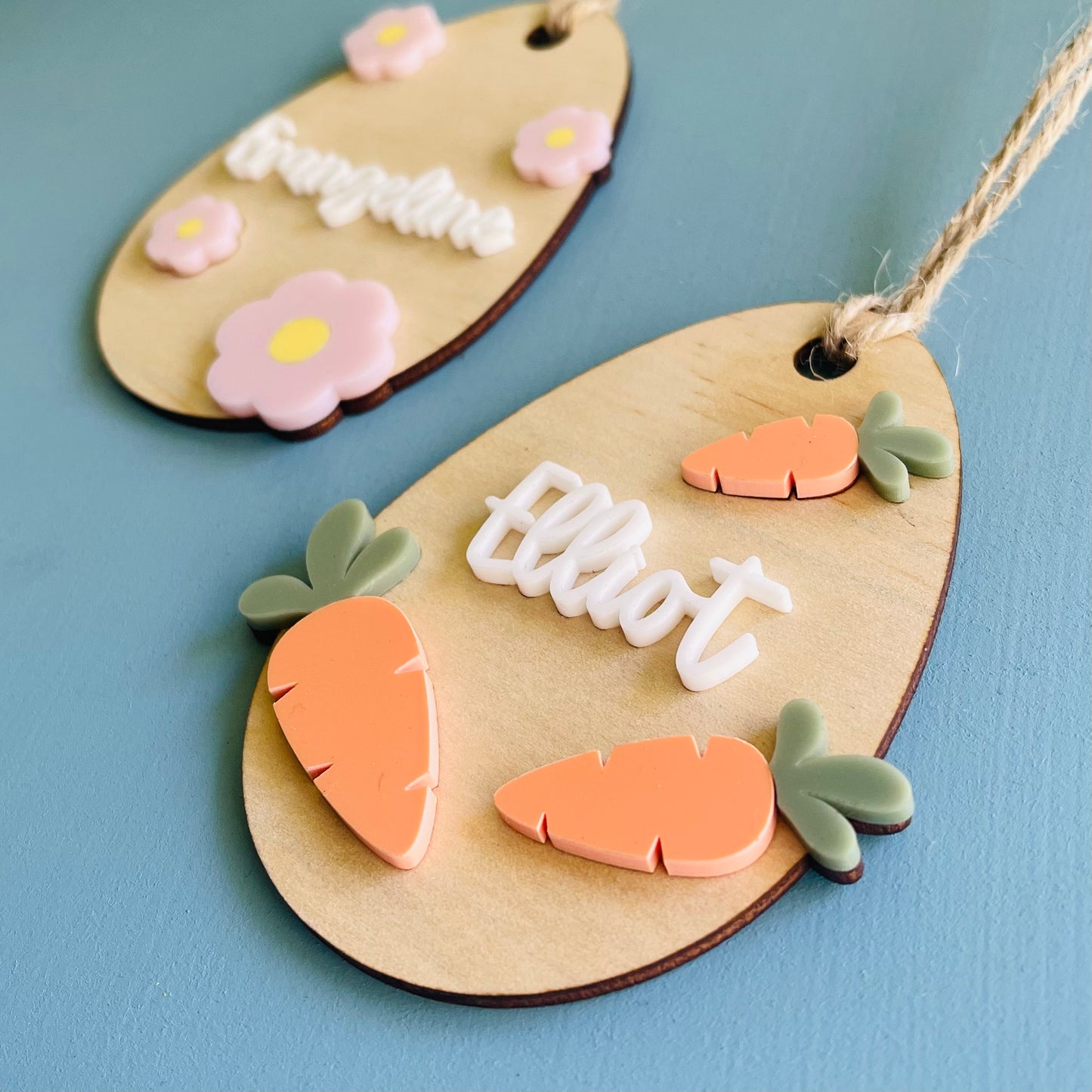 Easter | Floral or Carrot Wooden Basket Tag