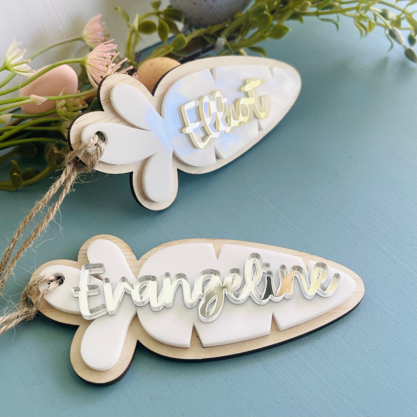 Easter | Acrylic White Carrot Easter Basket Tag