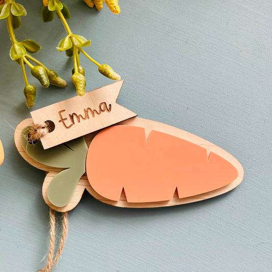 Easter | Carrot Basket Tag with Wooden Name Penant