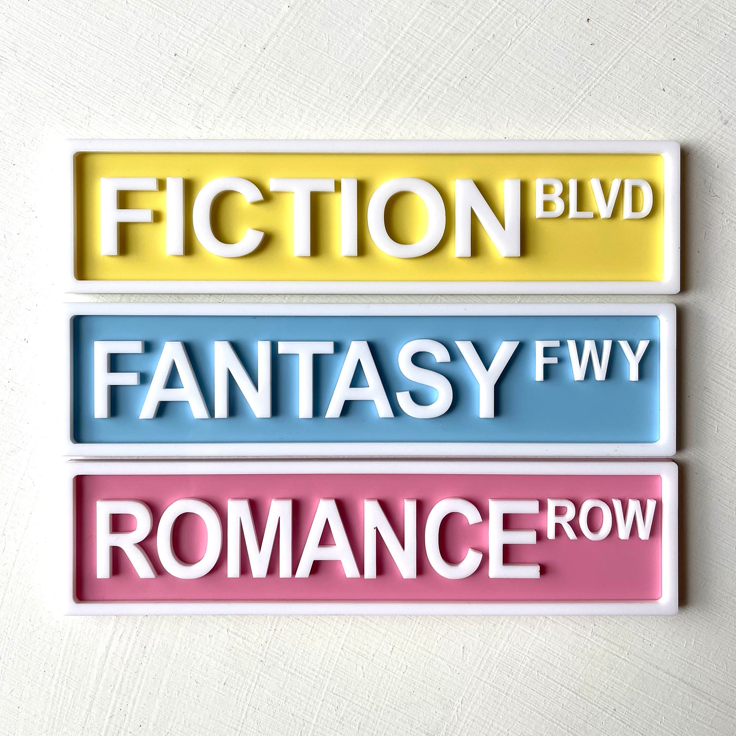 Bookish Street Signs | Acrylic Genre & Trope Labels for Bookshelves