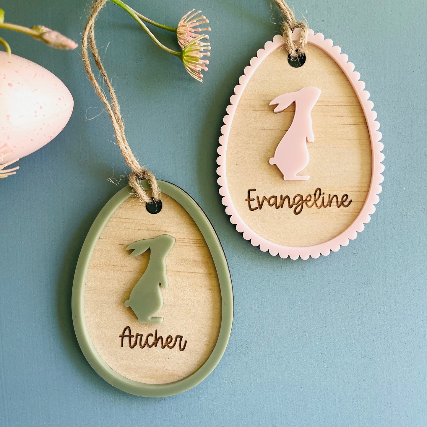 Easter | Basket Tag with Acrylic Bunny
