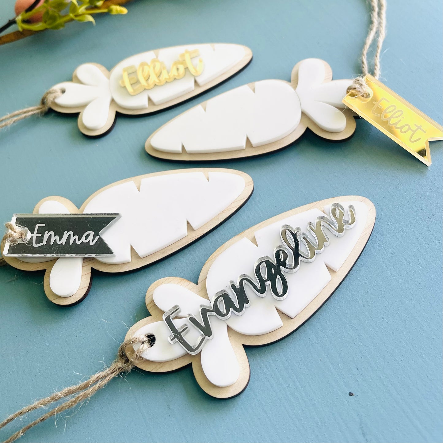 Easter | Acrylic White Carrot Easter Basket Tag