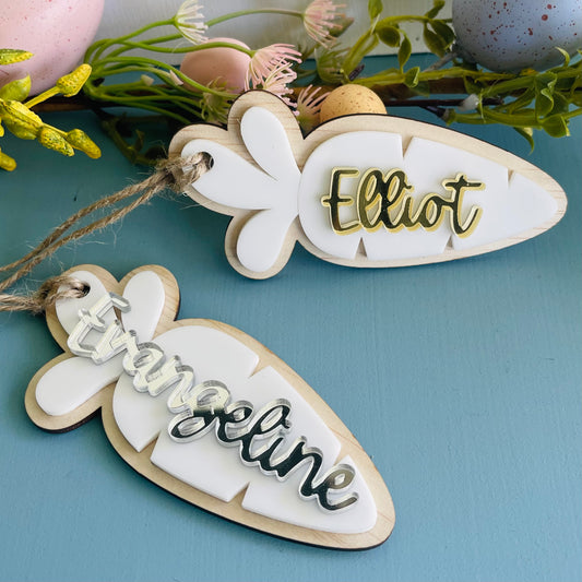 Easter | Acrylic White Carrot Easter Basket Tag