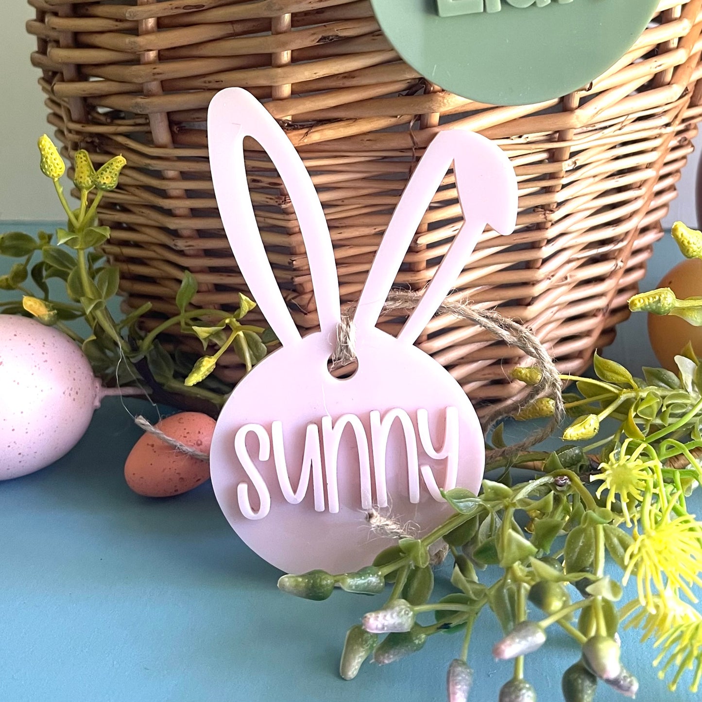 Easter | Acrylic Cutout Bunny Basket Tag