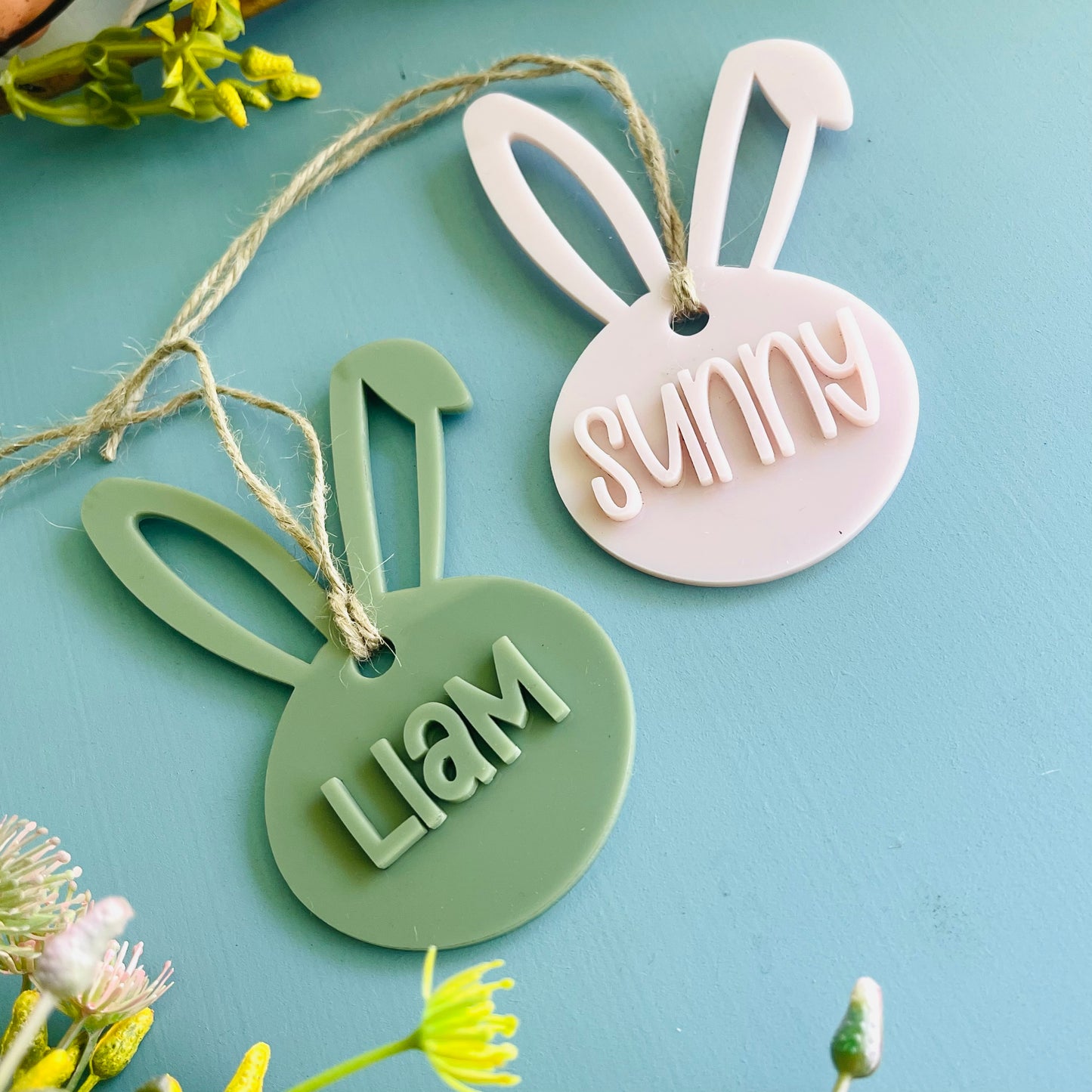 Easter | Acrylic Cutout Bunny Basket Tag