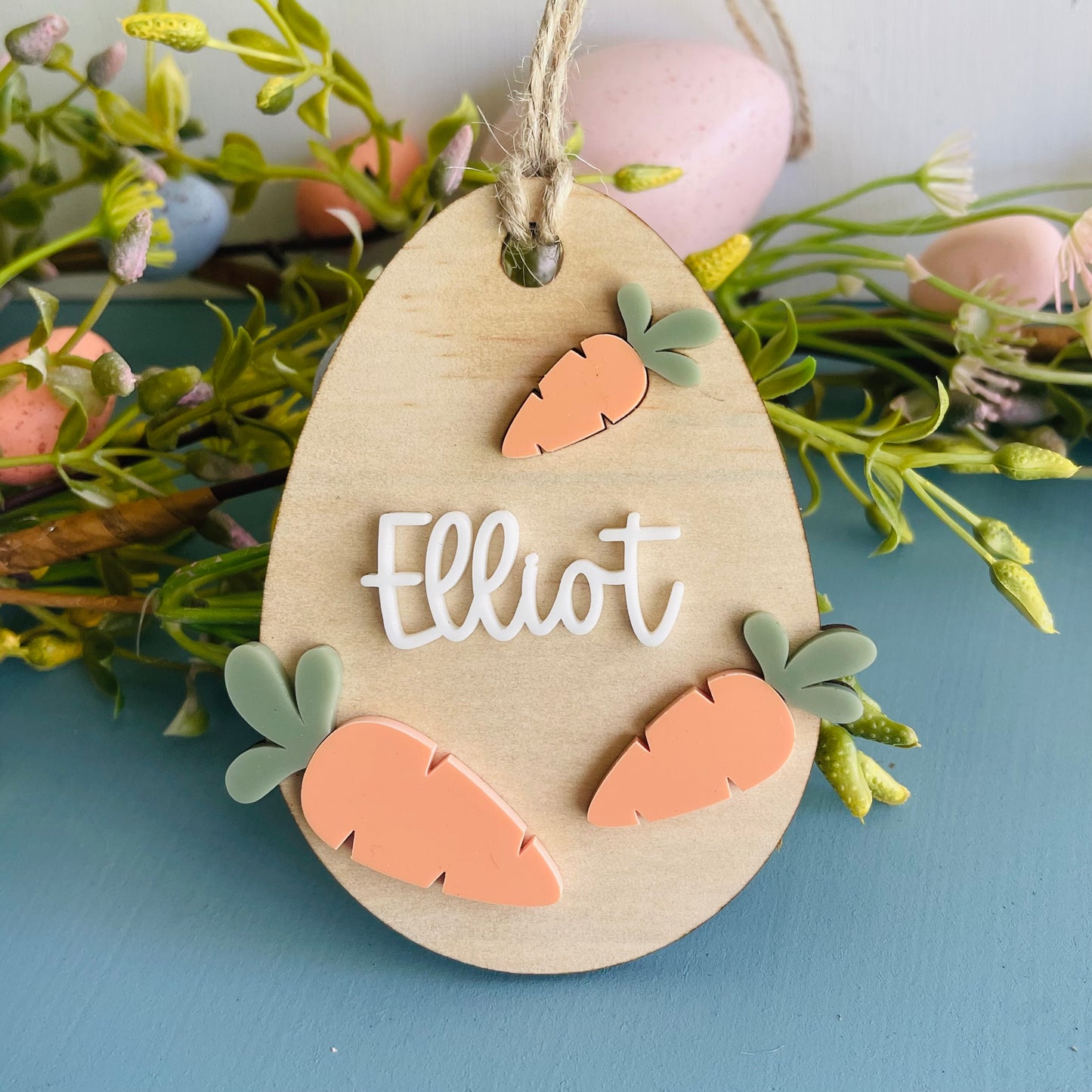 Easter | Floral or Carrot Wooden Basket Tag