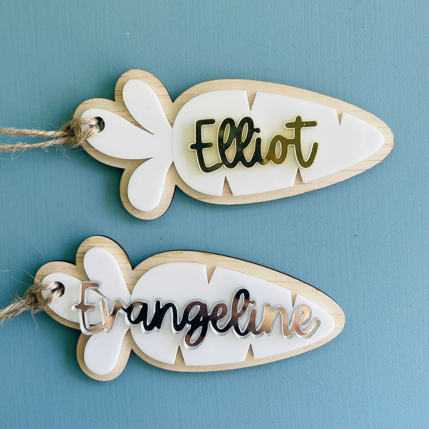 Easter | Acrylic White Carrot Easter Basket Tag