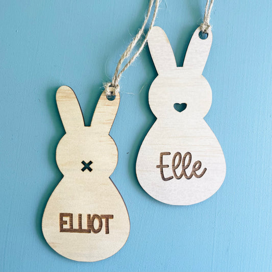 Easter | Wooden Bunny Basket Tag