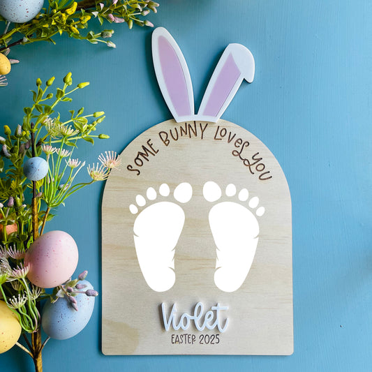 Easter | Baby Footprints Plaque | Easter Bunny