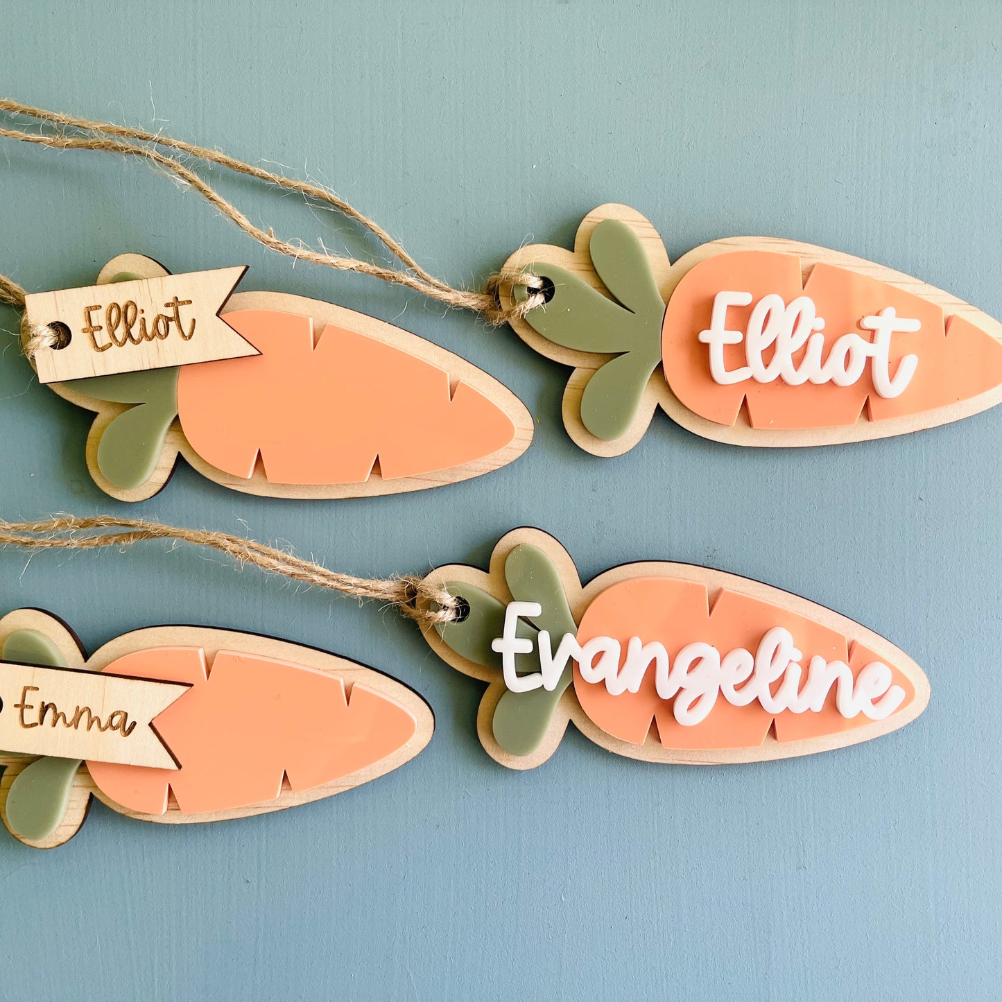 Easter | Carrot Basket Tag with Wooden Name Penant
