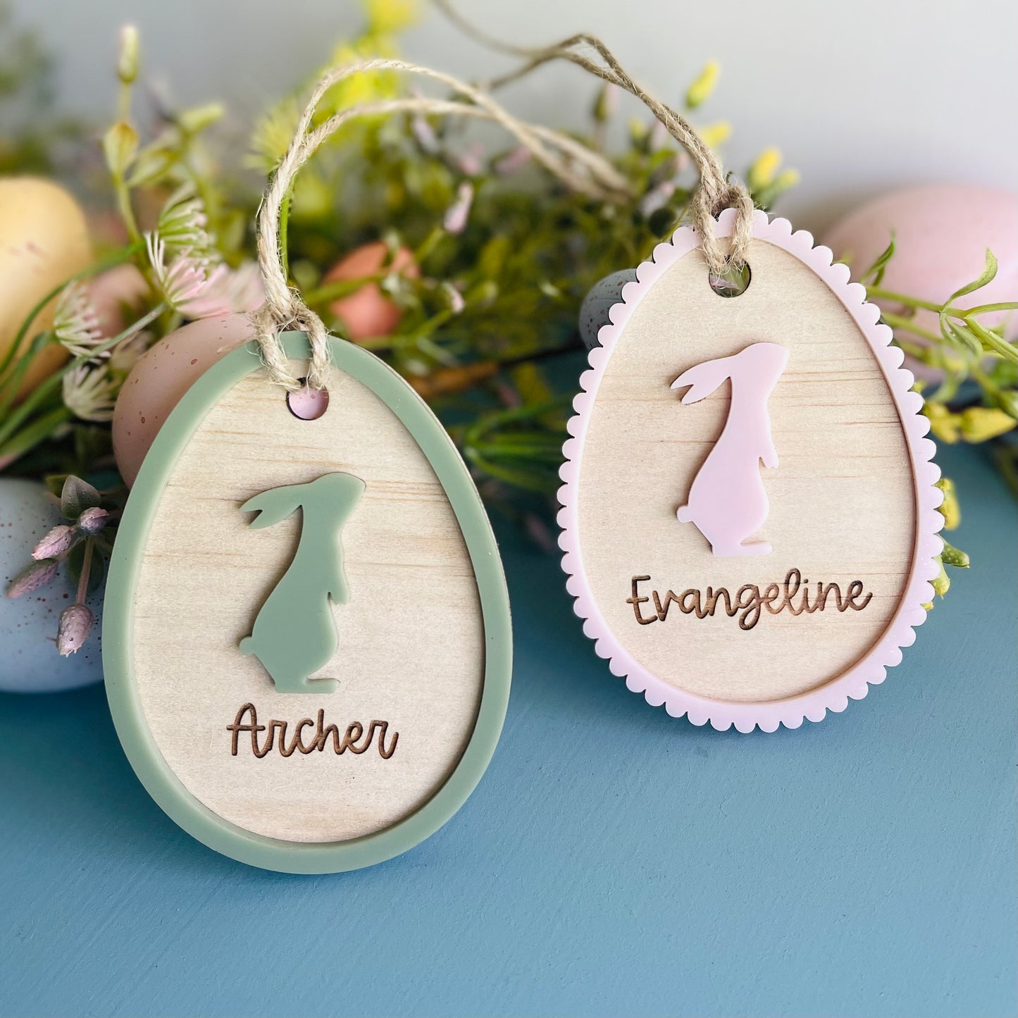Easter | Basket Tag with Acrylic Bunny
