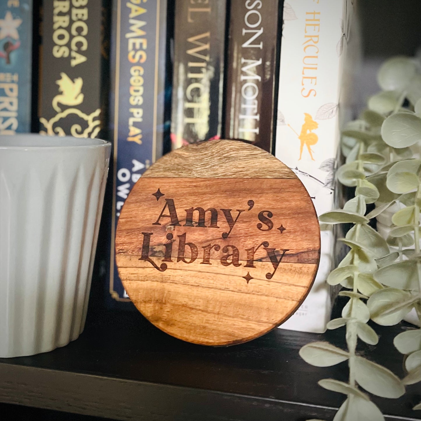 Bookish Coaster | Personalised Acacia Wood Coaster