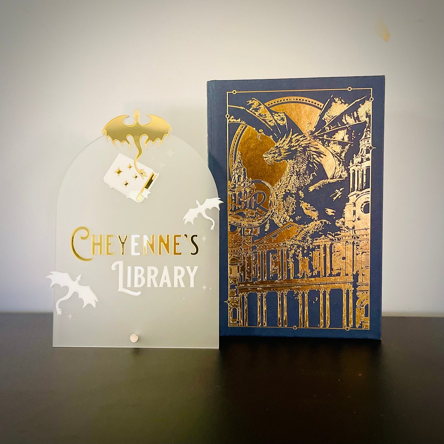 Personalised Dragon Library Sign | Fantasy-Inspired Bookshelf Decor