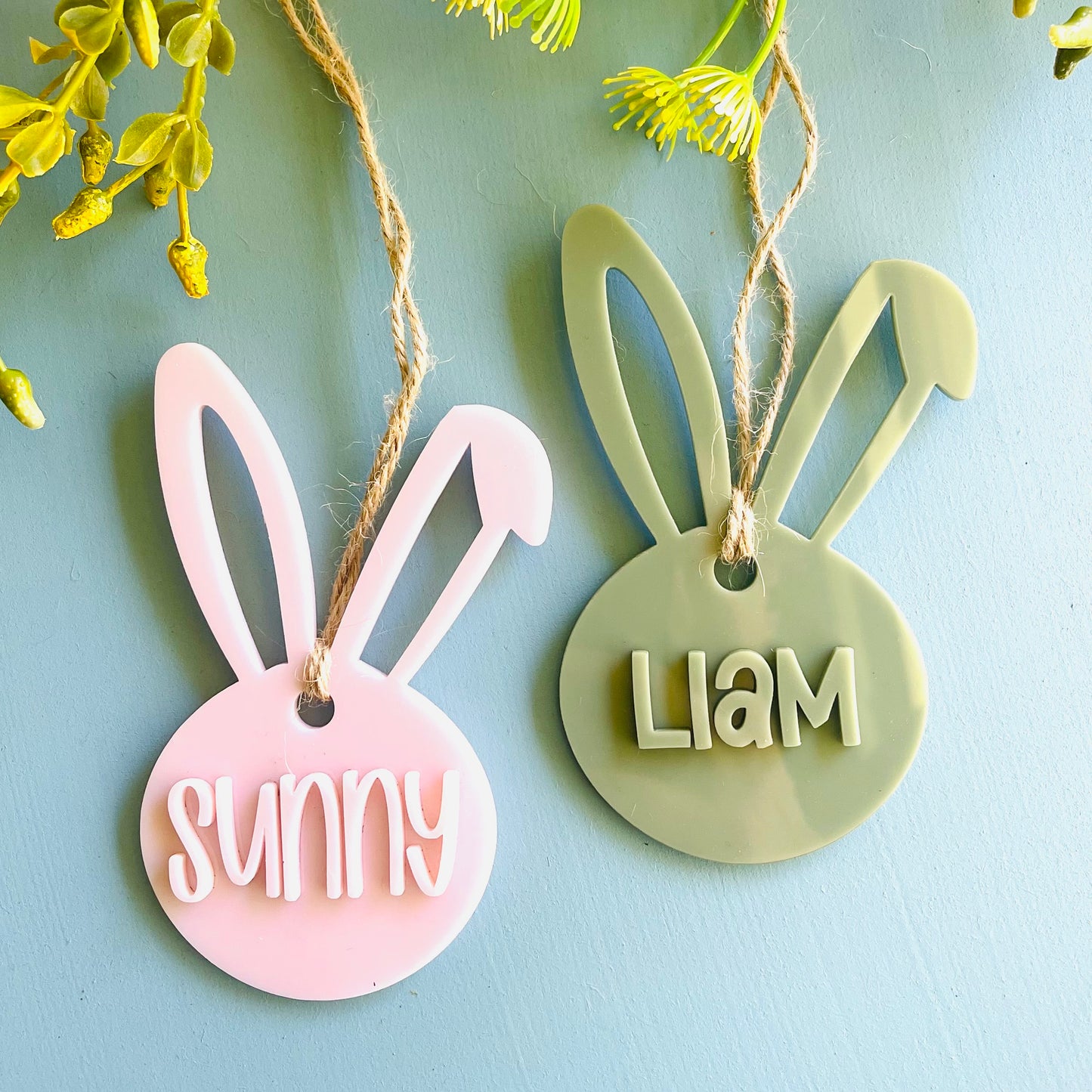 Easter | Acrylic Cutout Bunny Basket Tag