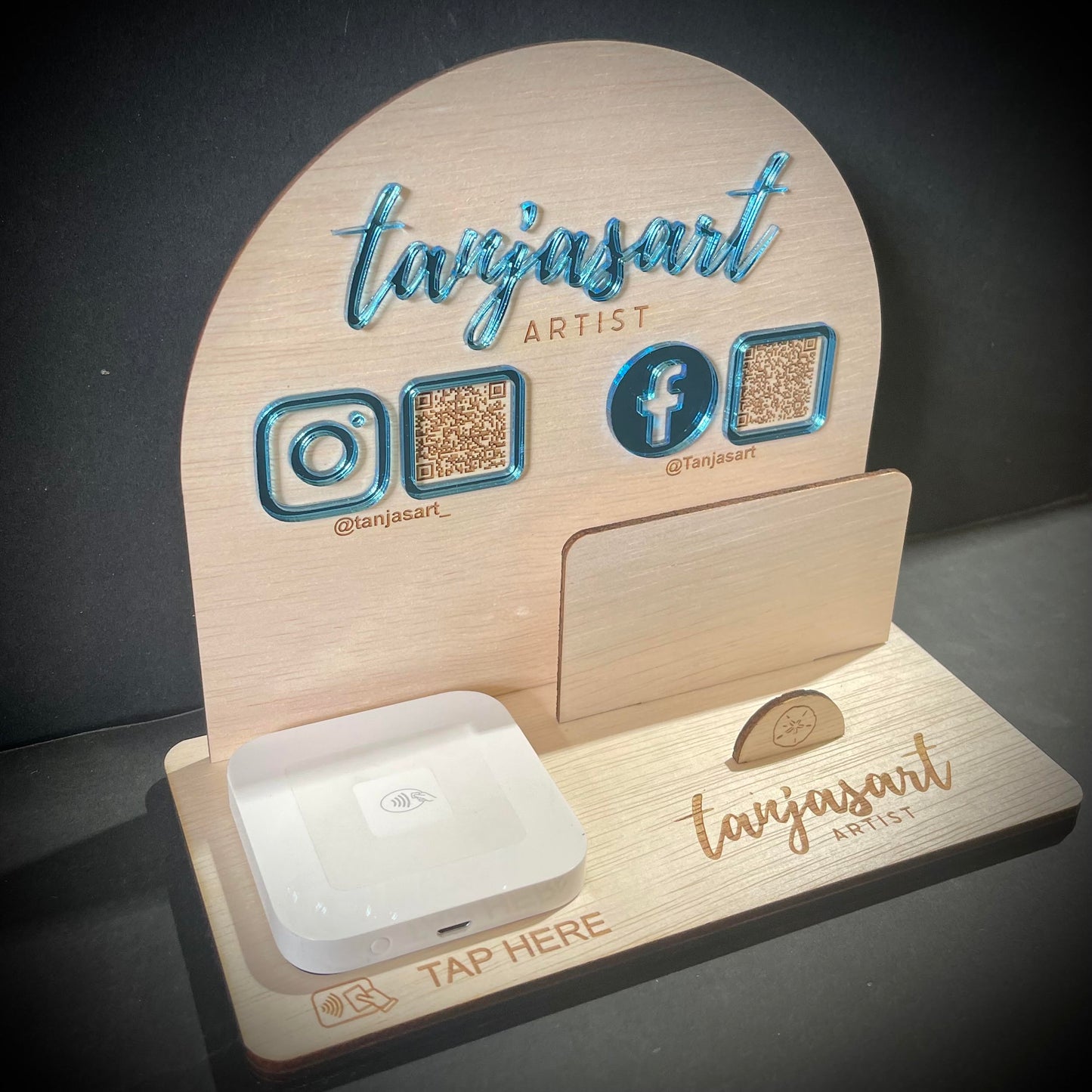Business | Wooden QR Business Card and Square Stand Arch 3D