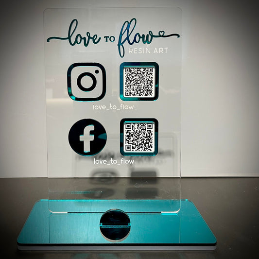 Business | Acrylic QR Code Socials Stand - 3D Logo